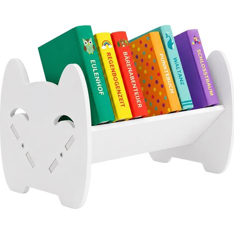 Relaxdays Kinder-Bücherregal, Tischorganizer Katze, Schreibtischregal, HBT: 19,5x32x21,5 cm, Mini-Regal, PVC, weiß (1/5)