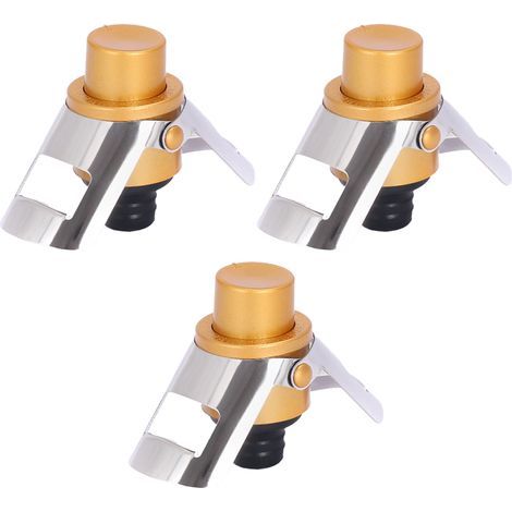 Stopper Pour Vin Pétillant - Pompe Intégrée - Adapté Champagne Prosecco Cava - Lot De 3