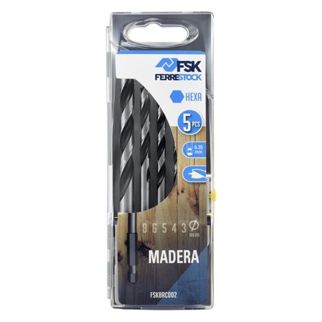 Brocas madera ferrestock fskbrc002 3-8 mm 5 piezas