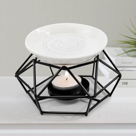 Parfum de Fondant de réchauffeur, brûleur à Huile en céramique en métal, diffuseur d'arôme de bougeoir