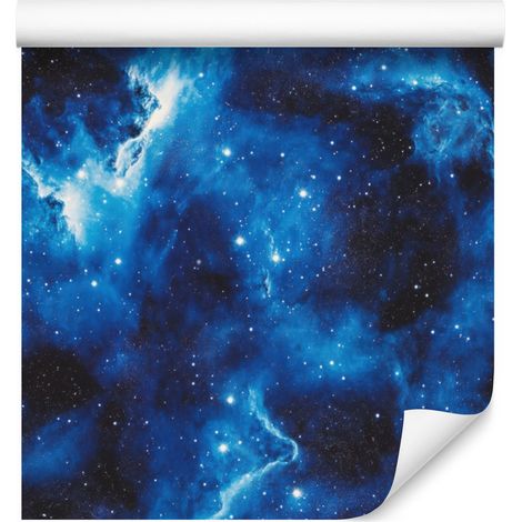 Carta da parati acquerello galassia blu, blu navy, azzurro e indaco 50x1000 cm (1/5)