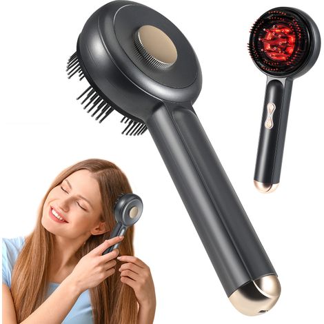 Masseur de cuir chevelu électrique 4 en 1 EMS lumière rouge, 3 modes de massage, distributeur d'huile 6ml, brosse soin capillaire relaxation spa
