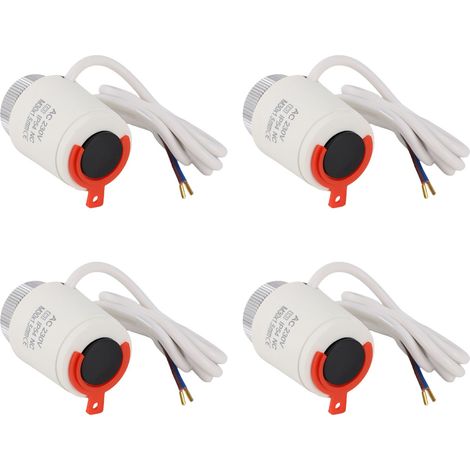Attuatore termico elettrico, corsa 4 mm, filettatura M30x1.5, normalmente chiuso, per sistemi di riscaldamento a pavimento, 4 unità. (1/5)