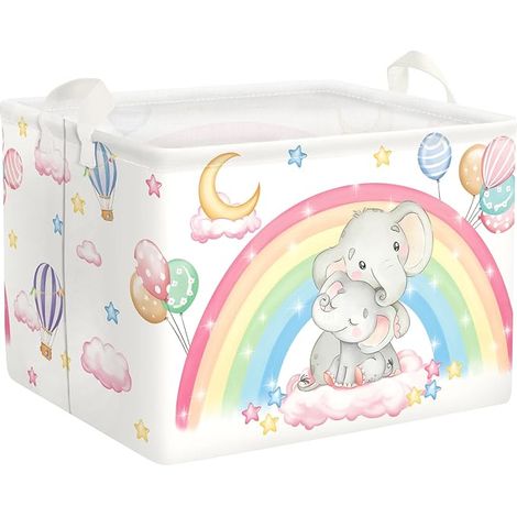 Paniers à Linge Animaux Arc-en-ciel pour Garçon Fille Repliable Rangement Jouets Vêtements Salle de Bain Chambre Coucher Éléphant (1/5)