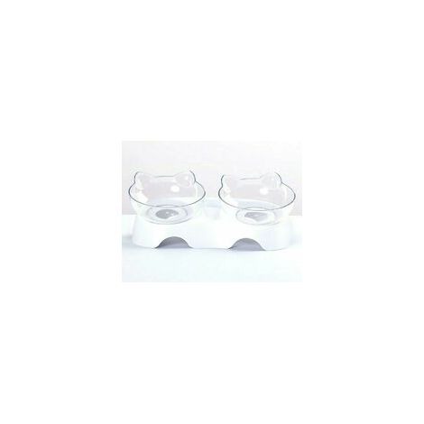 Bol Alimentaire Pour Chat - Double Cuve - Incliné Ergonomique - Anti-Refoulement - Protection Colonne Vertébrale - 2 Pièces