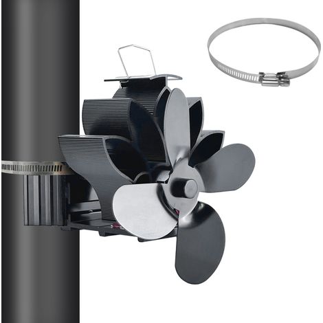 Ventilatore non elettrico, a calore, a forma di loto, con 4 pale silenziose, per caminetto con stufa a legna/bruciatore a ceppi.