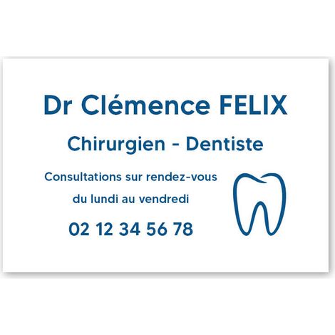 Plaque professionnelle PVC 30x20 Personnalisée avec Logo | Dentistes - Blanche lettres bleues (1/3)