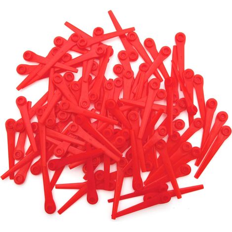 BDD Lot de 100 lames de rechange en plastique pour tondeuse à gazon Gardena 9823 9825 Rouge 70 mm (1/4)