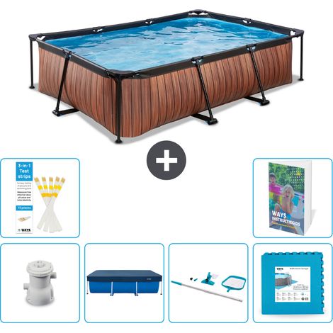 Exit-toys Piscina Exit Rettangolare - Effetto legno - 300x200x65 cm - 7-pezzi S191 (1/5)