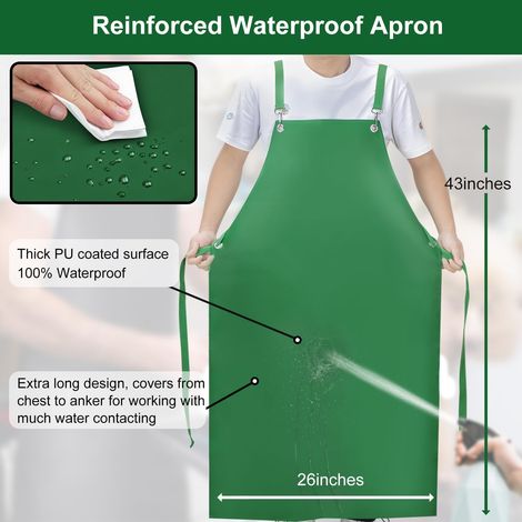 Tablier imperméable en vinyle renforcé 109 cm dos croisé - plonge (1/4)