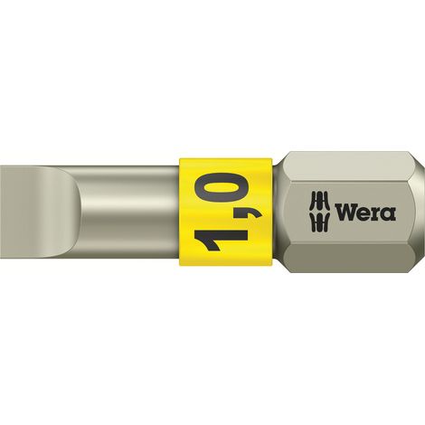 Conector para Tornillo - plana 1/4'', Acero Inoxidable con zona de torsión, 25 mm de largo, Ancho de hoja x Espesor de hoja : 5,5 x 1,0 mm (1/5)