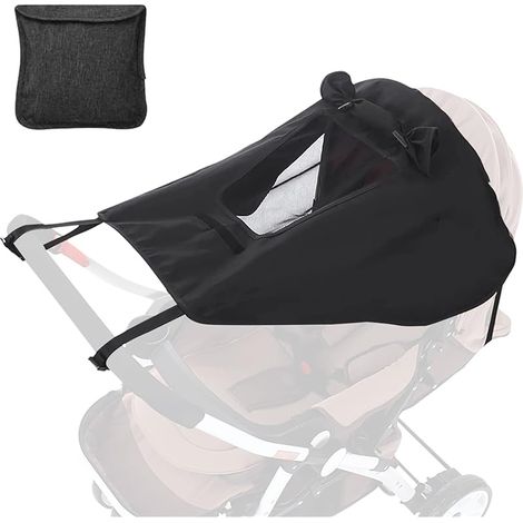 Pare Soleil Poussette Universelle,Pare-Soleil de Poussette pour Bébé vec Fenêtre,avec protection UV 50+,Maille Enroulable,Auvent à Sangle Réglable,tissu double couche avec d'ombrage extra larges (1/4)