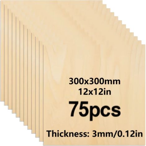 Legno grezzo, qualità superiore, materiale ecologico, 75 pezzi, 3 mm-a, 300x300 mm-a (1/2)