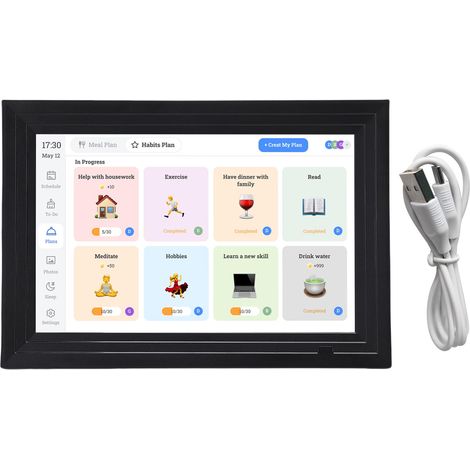 Calendrier numérique intelligent 10,1 pouces WiFi tactile – Planificateur familial interactif cadre photo application maison, organisation (1/5)