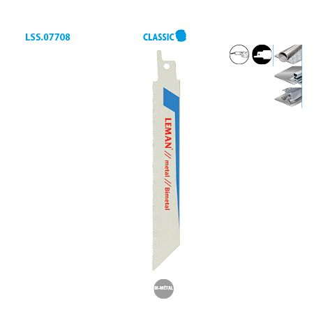 Lot de 2 lames de scie sabre bi-métal Lu. 130 mm pas 1,4 mm coupe droite pour inox - 7708.02 - Leman (1/2)