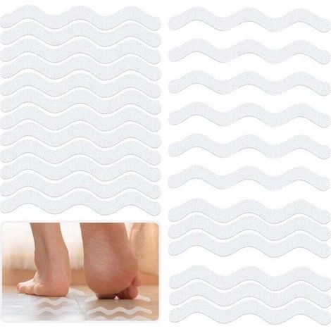 24 Pièces Autocollants de Douche Auto-Adhésifs, Tapis Antidérapant Douche Transparents, Surfaces Glissantes, Bande Autocollants Antidérapants pour Baignoire, Escaliers, Salle de Bain (1/4)