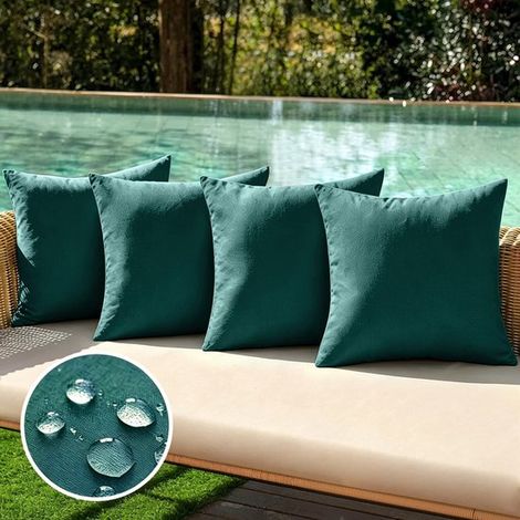Set di 4 fodere impermeabili per cuscini da esterno，realizzate in finta poliestere e lino，federe decorative per giardino，blu royal，3050 cm (1/5)