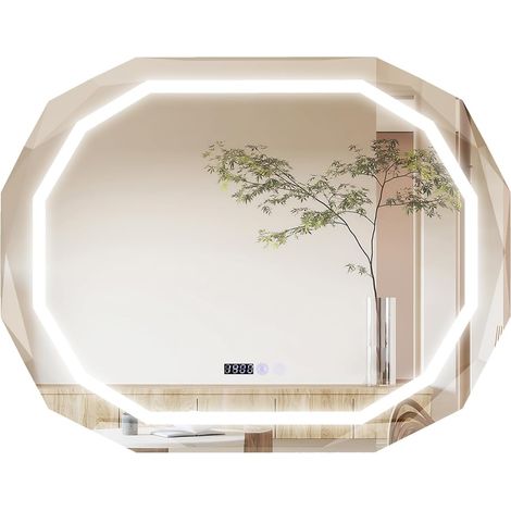 Costway – Miroir lumineux de salle de bain LED 3 couleurs – Fonction mémoire – Désembuage à une touche – Installation sécurisée – 91,5 x 71 cm (1/5)