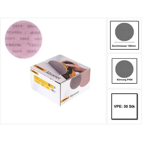 Disco abranet Ø150 mm MIRKA - scatola da 50 - grana 400 - 5424105041