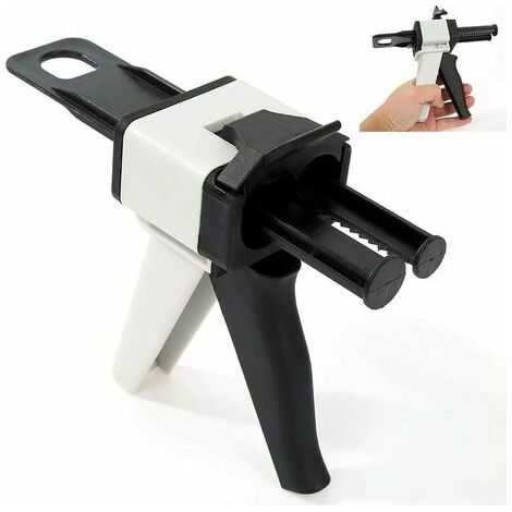 VURAHOME - Distributeur de résine époxy 50 ml - Tête mélangeur statique - Rapport 1:1/2:1 - Pistolet applicateur manuel à double cartouche - Pistolet en caoutchouc de silicone (50 ml, comme illustré) (1/5)