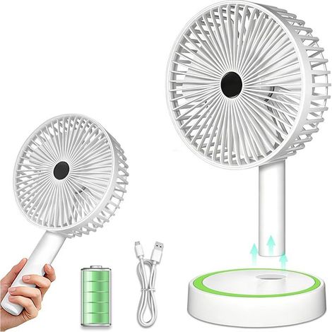 Ventilateur portable rechargeable USB, mini ventilateur de poche silencieux à main avec 3 vitesses – petite hélice pliable et amovible, ventilateur personnel idéal pour voyage, maquillage et usage ext (1/5)