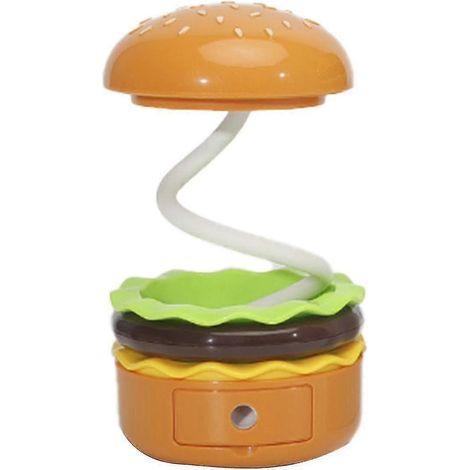Lampe de bureau mignonne pour enfants, petite lampe de bureau rechargeable Hamburger avec interrupteur tactile réglable pour le cou W (1/5)