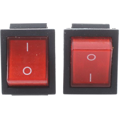 (R) 16A/250VAC 20A/125VAC Voyant rouge 4 broches ON/OFF DPST interrupteur a bascule 2 Pcs