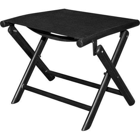 vidaXL Folding Footstool Black Aluminium and Textilene