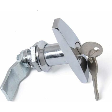 Serrure à Poignée en T avec Clé, Alliage d'Aluminium Loquet de Porte de Remorque Verrouillage de Poignée en T Verrou Universel de Poignée en T pour Trailers Campers,Argent (1/4)