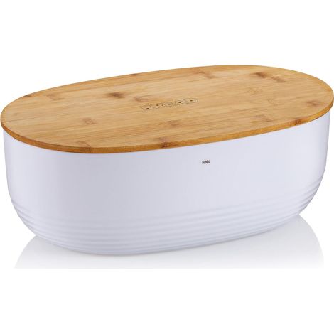 KECKU Kela 12061 Namur Contenitore per Il Pane, Ciotola con Coperchio, plastica/bambù, 37,5 x 23 x 14 cm, Beige, plastica, Bianco, 37,5 x 23 x 14 cm (1/5)