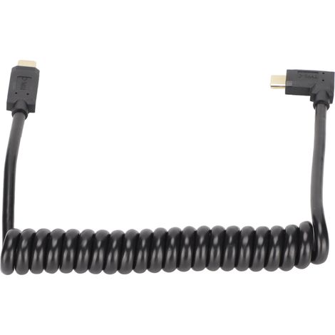 Câble USB-C torsadé 1,2 mètres, charge rapide 3A, transfert données 10 Gbps, connecteur coudé vers droit