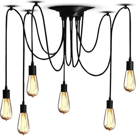 U-Do 6 Têtes Lustre Suspension Créatif style Vintage Lampe éclairage 2m Lustre Intérieur pour Cuisine Salon Couloir (1/4)