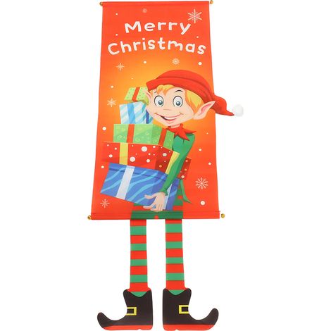 Weihnachtsdekoration zum Aufhängen: Stofffahne für Wohnungen, Büros, Schulen und Geschäfte, festlicher Stil. (1/5)
