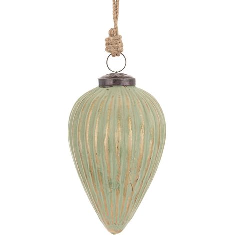 Boule de Noël en verre de Delhi, verte, 15 x 8,5 x 8,5 cm (1/5)
