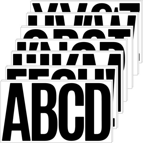 Lot de 14 feuilles d'autocollants en vinyle avec lettres de l'alphabet - 15 cm - Imperméables - Pour extérieur, panneaux et boîtes aux lettres, fenêtre (noir) (1/5)