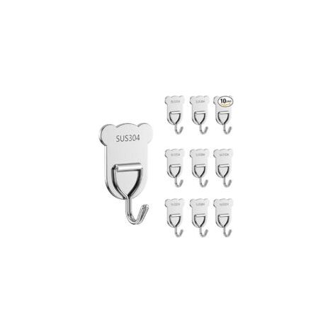 Juego de 10 ganchos adhesivos de acero inoxidable de alta resistencia para baño, ducha, cocina, llaves, puerta, exteriores y mejoras para el hogar - Crezuo