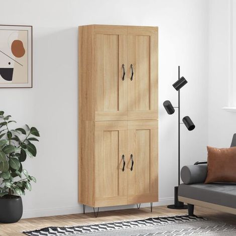 Buffet de Rangement haut Chêne sonoma 69,5x34x180 cm Bois d'Ingénierie, Design Moderne, pour salon et salle à manger (1/5)