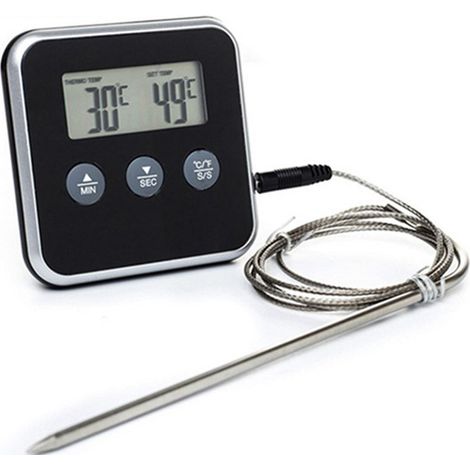 Thermomètre alimentaire numérique à affichage C/F avec sonde, minuteur et aimant de cuisson-AquaForge (1/5)