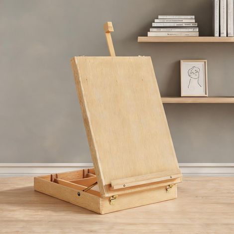 Chevalet de table en hêtre massif pliable avec rangement intégré (1/5)