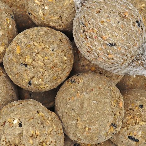 Boules de graisse pour oiseaux 100 x ca.90 Gramm, avec filet, nourriture oiseaux hiver