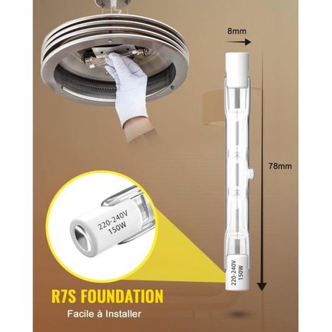 Ampoule Halogène R7S - 78 mm - 150 W - 2100 lm - 2800 K - Dimmable - Pour Éclairage Linéaire - 5 Pièces (1/5)