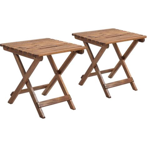 Ensemble de table de terrasse, 2 tables pliantes en bois d'acacia, 45 x 45 x 45 cm, teck de haute qualité pour une utilisation durable