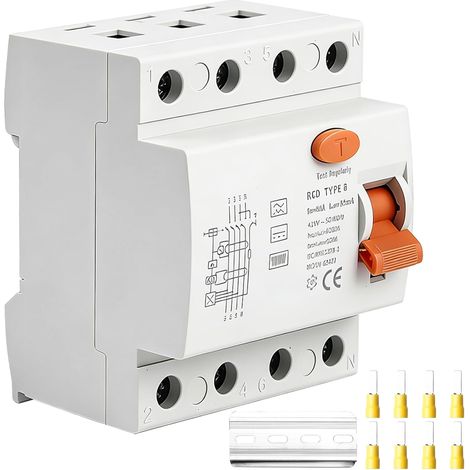 Disjoncteur FI type B 40 A 30 mA 4 pôles, interrupteur RCD pour boîtes murales, disjoncteur différentiel à courant alternatif, interrupteur Fi, 4 pôles 40 A 30 ma type B, fusible automatique (1/5)