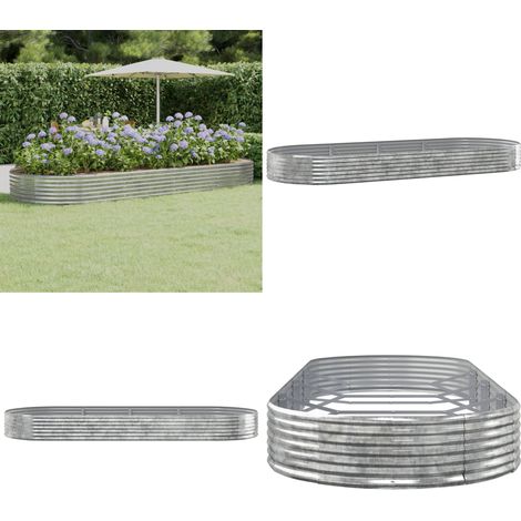 Hochbeet Pulverbeschichteter Stahl 373x140x36 cm Silbern - Hochbeet - Pflanzenbehälter - Gartenmöbel - Balkonbepflanzung - Stahltanks - Home & Living (1/5)