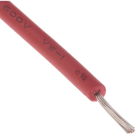 Fils de connexion RS PRO UL3321, 17 0,33 mm² 22 AWG, 600 V, XLPE Rouge, 100m ( Prix pour Bobine de 100 )