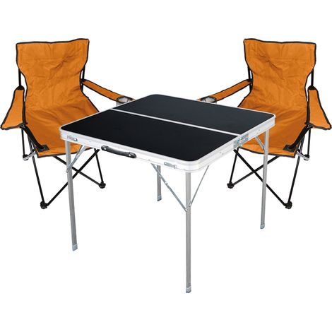 3-teiliges Campingmöbel Set schwarz - orange-MMC330883B+2xMPO2468 (1/4)