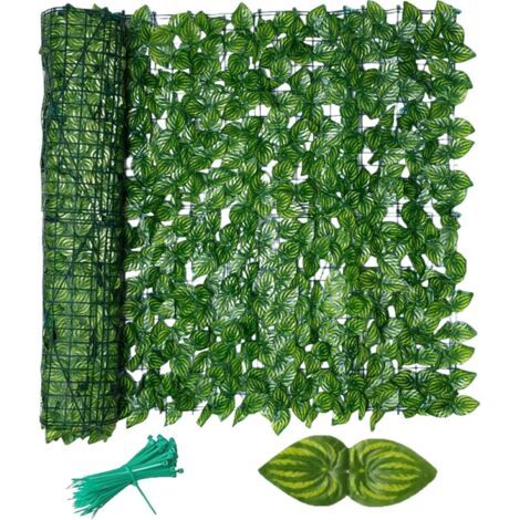 BUNTHAUS Clôture de jardin 3 x 0,5 m treillis de lierre artificiel feuilles clôture de confidentialité panneaux pour plantes, balcon, extérieur, haie artificielle de feuilles de lierre (1/4)