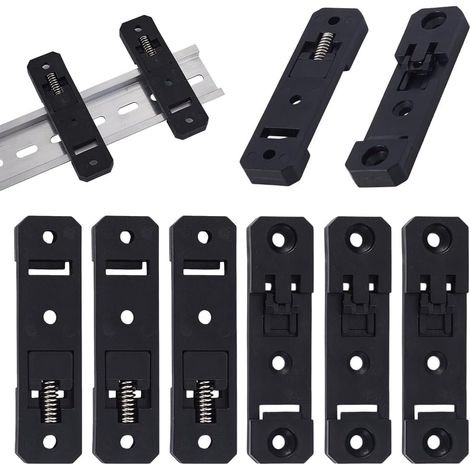 Lot de 10 supports de montage sur rail DIN, 76 x 20 x 8 mm, supports de montage universels rectangulaires en nylon standard, pinces électriques industrielles pour interrupteurs (1/5)