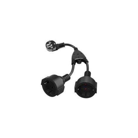 Doppelsteckdosen-Verlängerungskabel mit 2 Steckdosen, 16 A/250 V/max. 3680 W, 2-in-1-2-Wege-Verteileradapter, IP44-Doppelsteckdose für Zuhause, Büro und Reisen – Crezuo