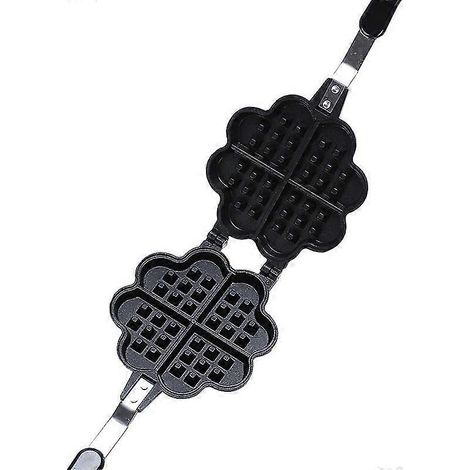 Moule à gaufres en forme de cœur pour la cuisine, antiadhésif, pour la cuisson des gaufres à gaz, anti-brûlure et prise en main confortable (1/4)